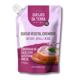 QUEIJO CREMOSO FERMENTADO CASTANHA DE CAJU COM AZEITONA PRETA - 180G - QUEIJOS DA TERRA