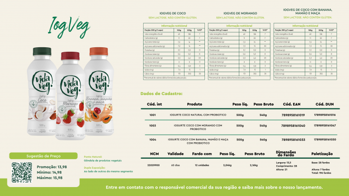 IOGURTE COCO COM MORANGO COM PROBIOTICO - 500ML - VIDAVEG