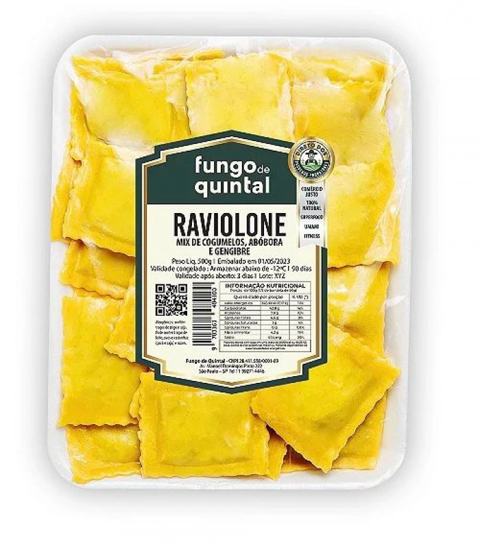 RAVIOLONE DE MIX DE COGUMELOS COM ABÓBORA CABOTIÁ E GENGIBRE - 500G FUNGO DE QUINTAL