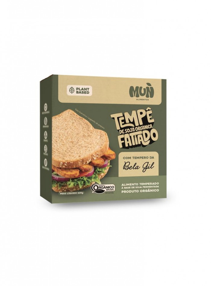 TEMPÊ DE SOJA ORGÂNICO FATIADO - CONTÉM 15 FATIAS - 225G - MUN