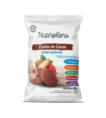 COOKIE INTEG DE CACAU SEM ACUCAR - 30G - NUTRIPLENO
