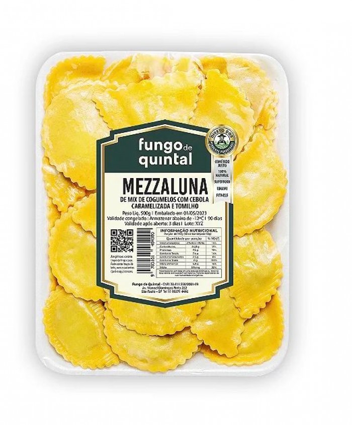 MEZZALUNA DE MIX DE COGUMELOS COM CEBOLA CARAMELIZADA E TOMILHO - 500G FUNGO DE QUINTAL