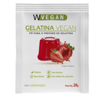 GELATINA VEGAN - MORANGO - 20G - WVEGAN