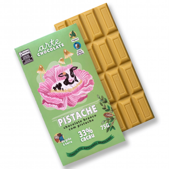 CHOCOLATE BRANCO COM PISTACHE - 75G - ARTE CHOCOLATE