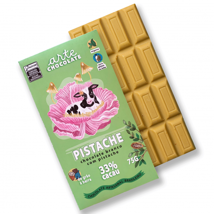 CHOCOLATE BRANCO COM PISTACHE - 75G - ARTE CHOCOLATE