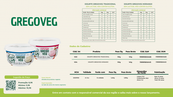 IOGURTE GREGOVEG MORANGO - 150GR - VIDAVEG