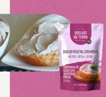 QUEIJO CREMOSO FERMENTADO CASTANHA DE CAJU COM AZEITONA PRETA - 180G - QUEIJOS DA TERRA
