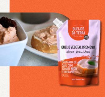 QUEIJO CREMOSO FERMENTADO CASTANHA DE CAJU COM TOMATE SECO E ORÉGANO - 180G - QUEIJOS DA TERRA