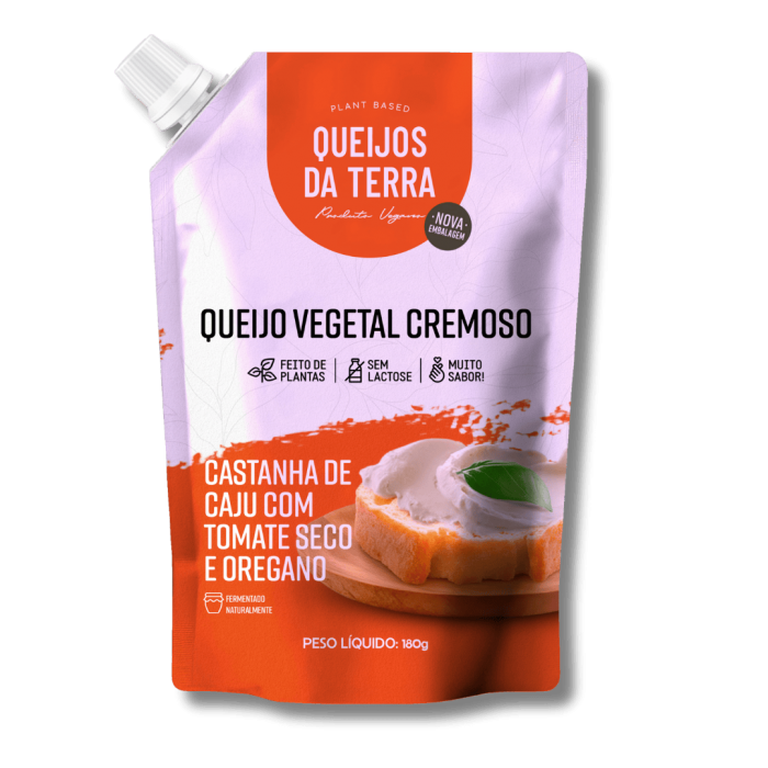 QUEIJO CREMOSO FERMENTADO CASTANHA DE CAJU COM TOMATE SECO E ORÉGANO - 180G - QUEIJOS DA TERRA
