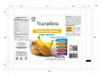COOKIE INTEGRAL DE BANANA SEM ACUCAR - 30G - NUTRIPLENO