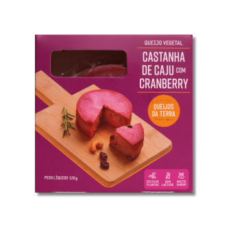 QUEIJO DE CORTE FERMENTADO DE CASTANHA DE CAJU COM CRANBERRY